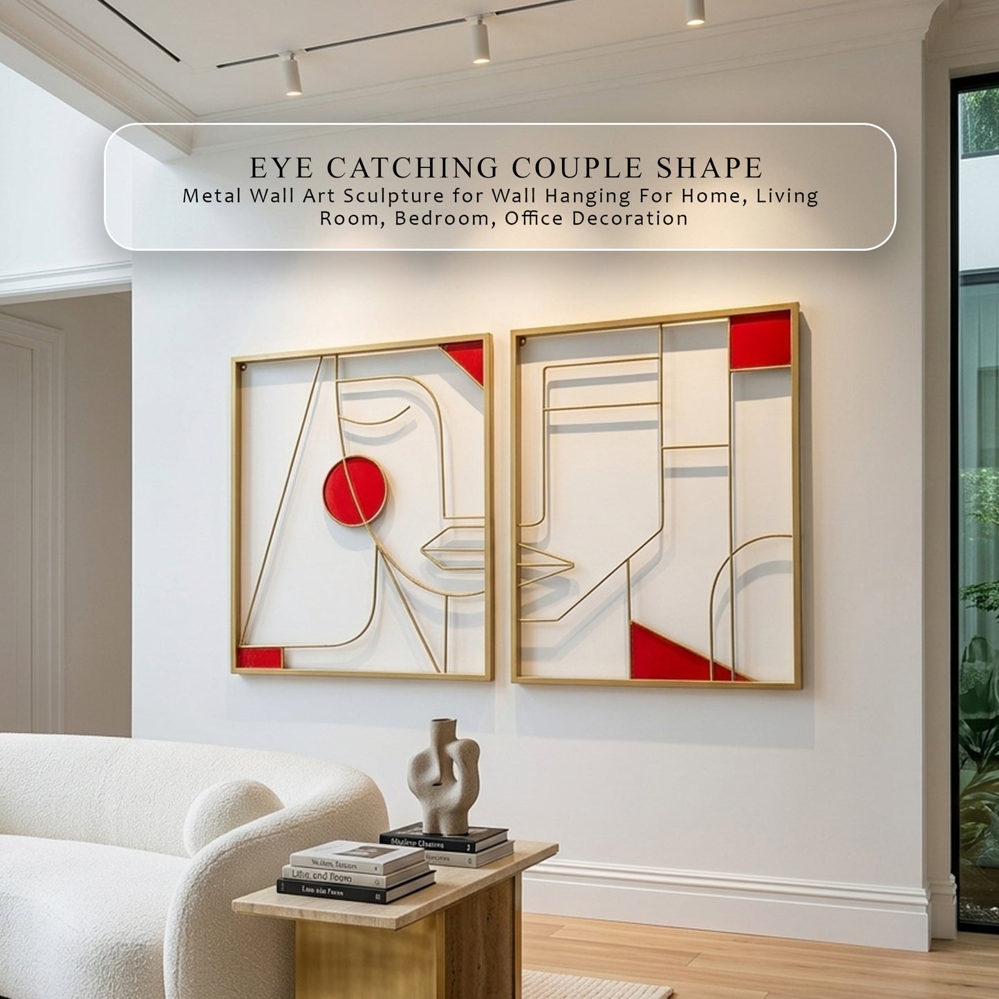 Metal Wall Art Couple Sculpture – Elegant Home Decor Hanging