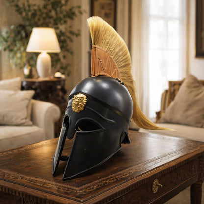 Corinthian Spartan Helmet Copper Finish – Greek Steel Armor for LARP (HT-A006)