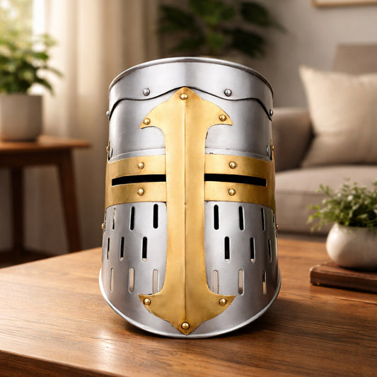 Medieval Sugarloaf Templar Helmet – Hand-Forged Steel Crusader Armor (HT-A027)