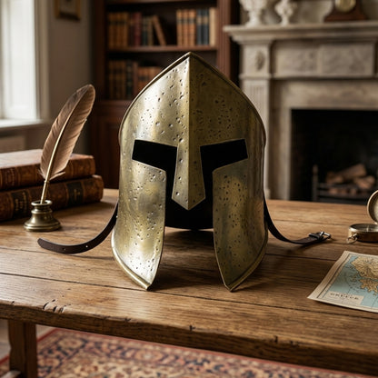 Spartan Helmet Antique Brass Steel – Leonidas Greek Armor (HT-A030)