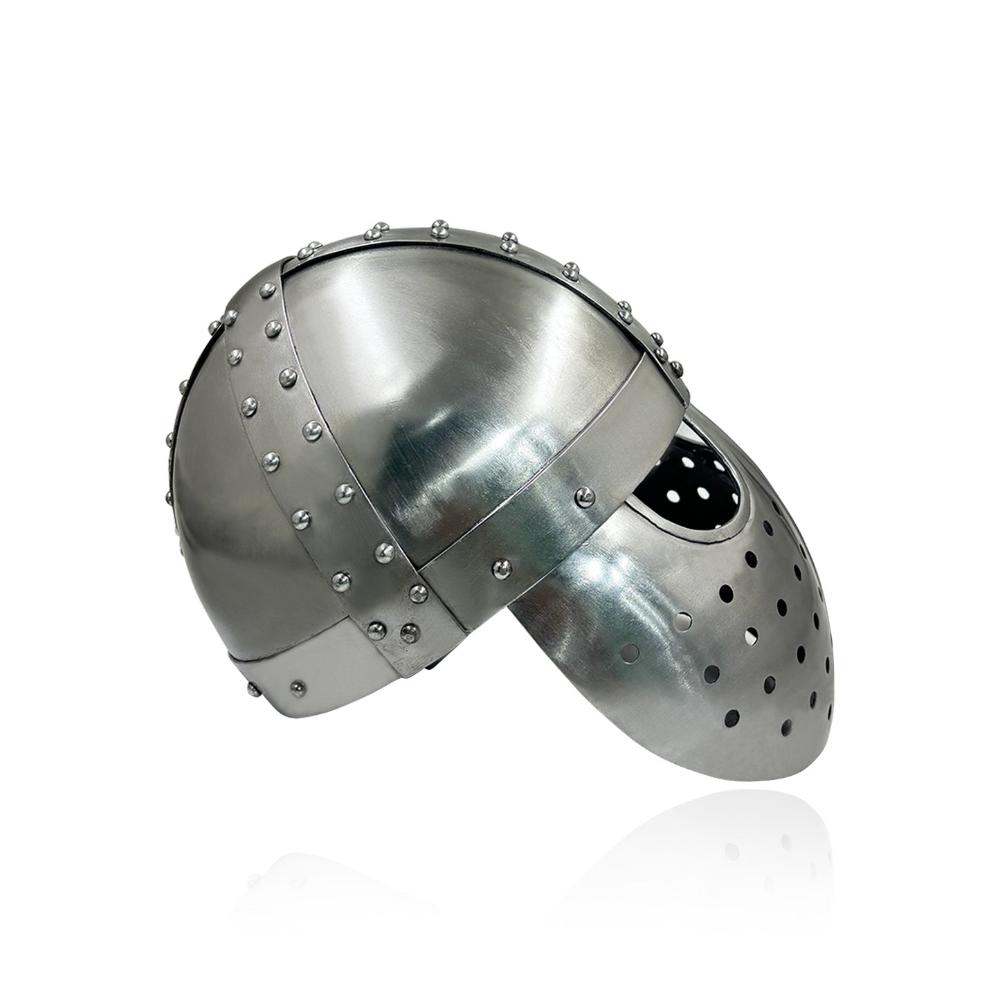 Crusader Spangenhelm Helmet – Hand-Forged 14 Gauge Steel Medieval Knight Armor for Cosplay, LARP, Reenactment & Display ( HT-A040)