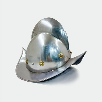 Comb Morion Helmet – Polished Steel Spanish Conquistador Armor for Cosplay, LARP, Reenactment & Display(HT-A021)