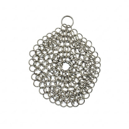 Steel Chainmail Cast Iron Cleaner – Non-Scratch Scrubber for Skillets, Pans, BBQ Grills & Cookware (CM-SCRUBBER-RD)