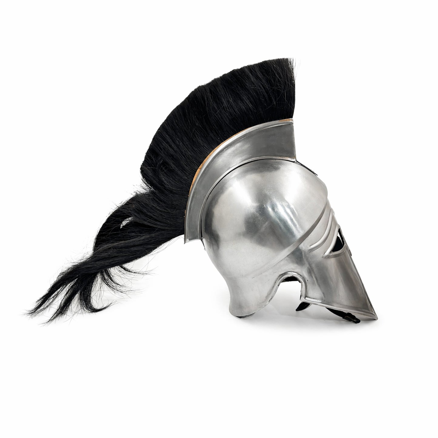 Corinthian Helmet with Black Plume – 18 Gauge Steel Greek Spartan Armor for Cosplay, LARP, Reenactment & Display  ( HT-A035A )