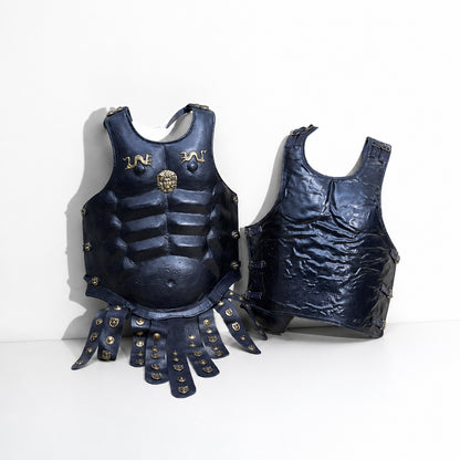 Vintageware® Greek Roman Leather Muscle Armor with Belt & Brass Fittings – Medieval Body Armor for Cosplay, LARP & Reenactment (LM-BA004)