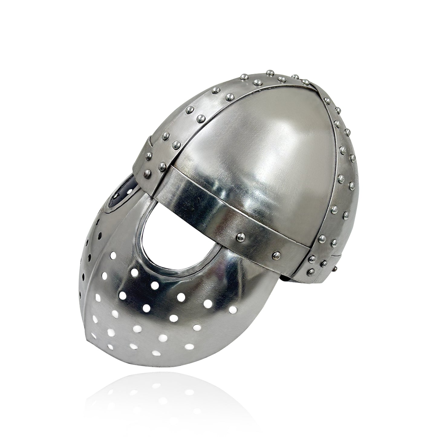 Crusader Spangenhelm Helmet – Hand-Forged 14 Gauge Steel Medieval Knight Armor for Cosplay, LARP, Reenactment & Display ( HT-A040)