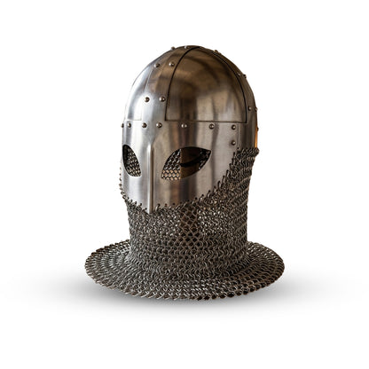 Viking Spectacle Helmet with Chainmail – 18G Steel Norse Armor (HT-A039)