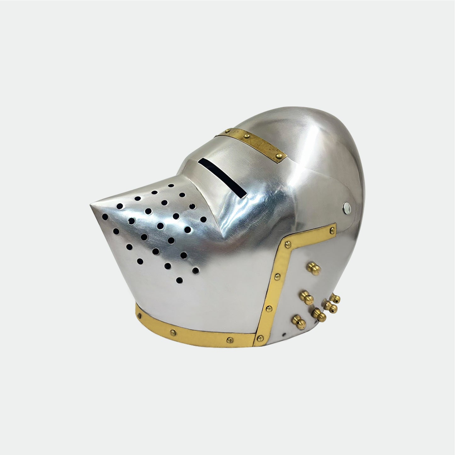 14th Century Pig Face Bascinet Helmet – Hand-Forged Hounskull Knight Armor for LARP, Cosplay, Reenactment & Display (HT-A019)