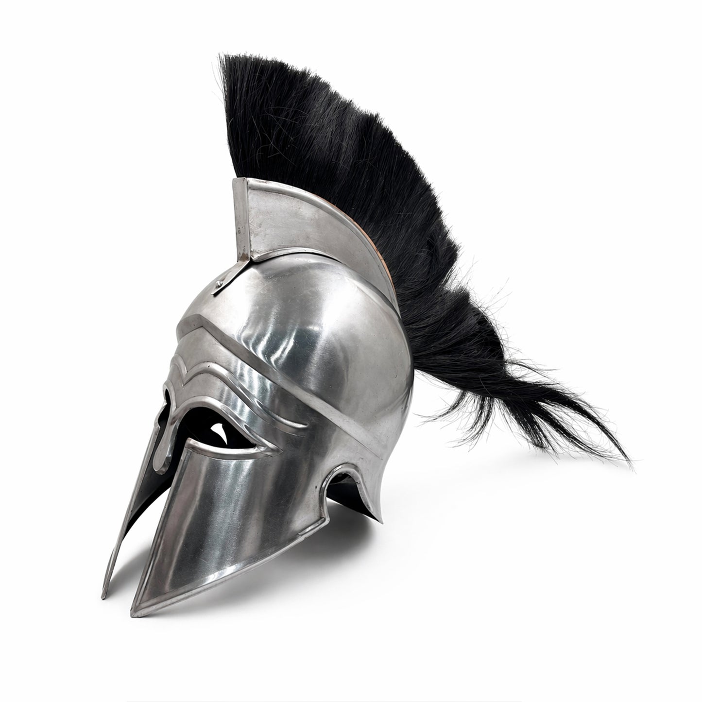 Corinthian Helmet with Black Plume – 18 Gauge Steel Greek Spartan Armor for Cosplay, LARP, Reenactment & Display  ( HT-A035A )
