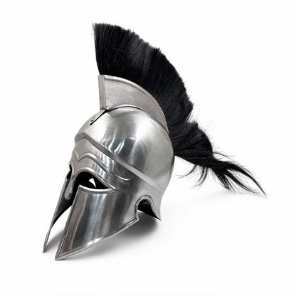 Corinthian Helmet with Black Plume – 18 Gauge Steel Greek Spartan Armor for Cosplay, LARP, Reenactment & Display  ( HT-A035A )