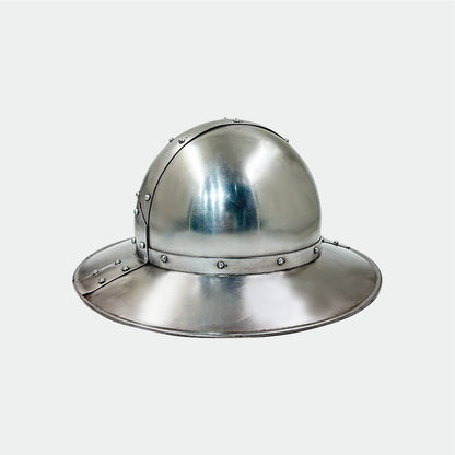 Medieval Kettle Hat Helmet – Handcrafted Steel Armor with Adjustable Straps & Liner for Cosplay, LARP & Reenactment ( HT-A018)