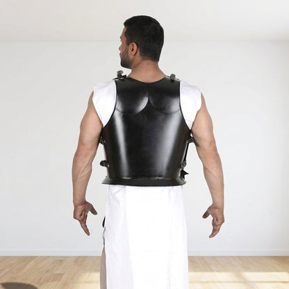 Vintageware® Greek Roman Muscle Cuirass Armor – 18 Gauge Steel Breastplate with Backplate & Leather Skirt | Medieval Body Armor for Cosplay, LARP & Reenactment (MB-C008)