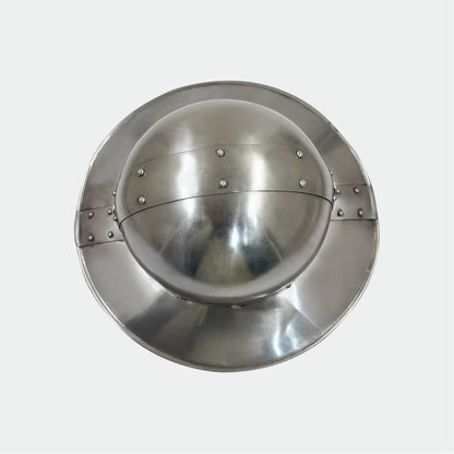 Medieval Kettle Hat Helmet – Handcrafted Steel Armor with Adjustable Straps & Liner for Cosplay, LARP & Reenactment ( HT-A018)