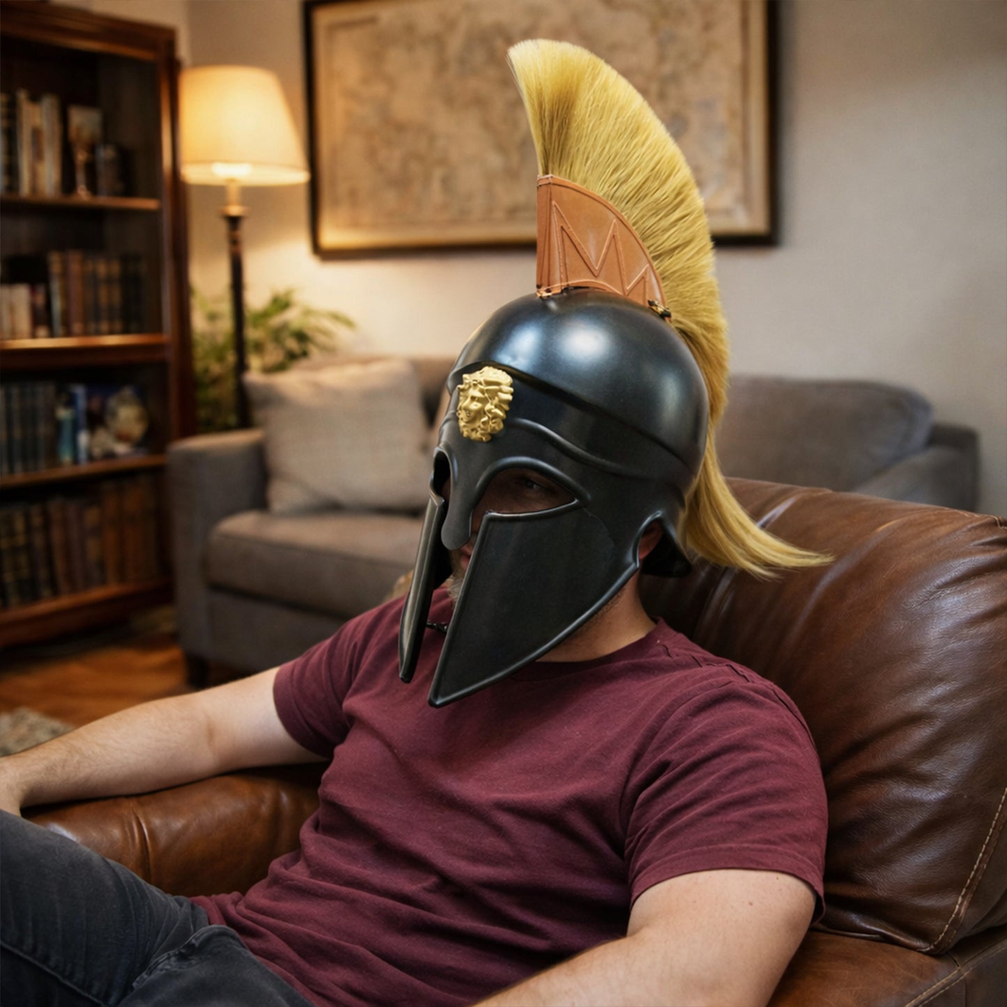 Corinthian Spartan Helmet Copper Finish – Greek Steel Armor for LARP (HT-A006)
