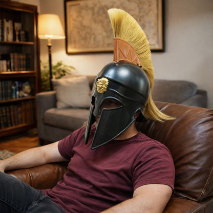 Corinthian Spartan Helmet Copper Finish – Greek Steel Armor for LARP (HT-A006)
