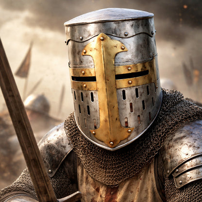 Medieval Sugarloaf Templar Helmet – Hand-Forged Steel Crusader Armor (HT-A027)