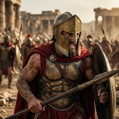 Spartan Helmet Antique Brass Steel – Leonidas Greek Armor (HT-A030)