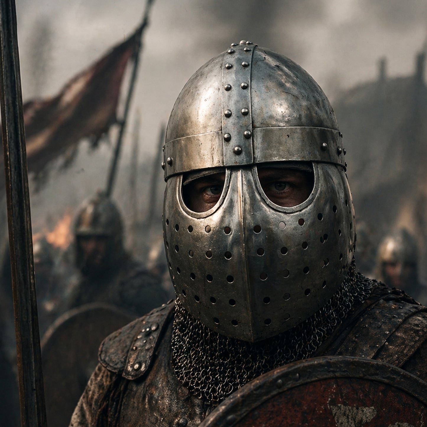 Crusader Spangenhelm Helmet – Hand-Forged 14 Gauge Steel Medieval Knight Armor for Cosplay, LARP, Reenactment & Display ( HT-A040)