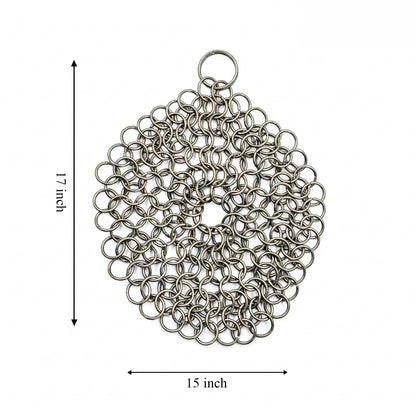 Steel Chainmail Cast Iron Cleaner – Non-Scratch Scrubber for Skillets, Pans, BBQ Grills & Cookware (CM-SCRUBBER-RD)