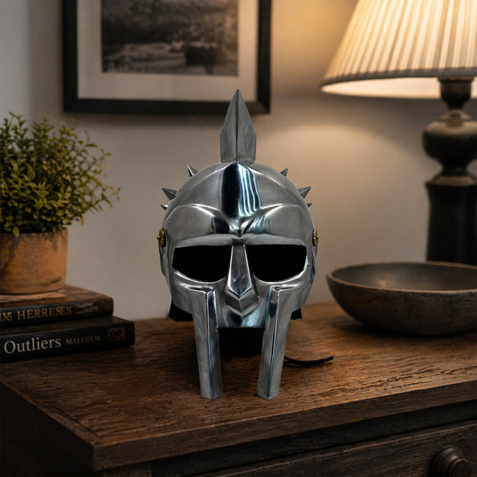 Handcrafted Gladiator Helmet with Face Guard – Maximus Steel Armor for Cosplay, LARP, Halloween & Display (HT-A007)
