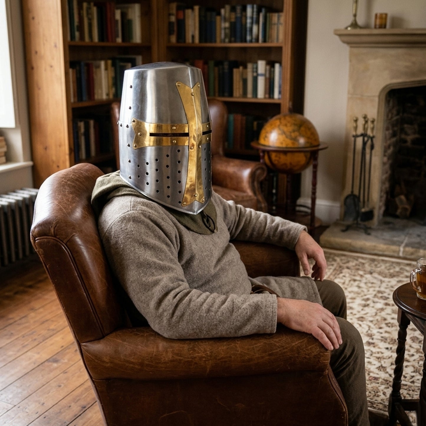 Templar Crusader Helmet – Handmade 18G Steel Medieval Knight Armor (HT-A029)