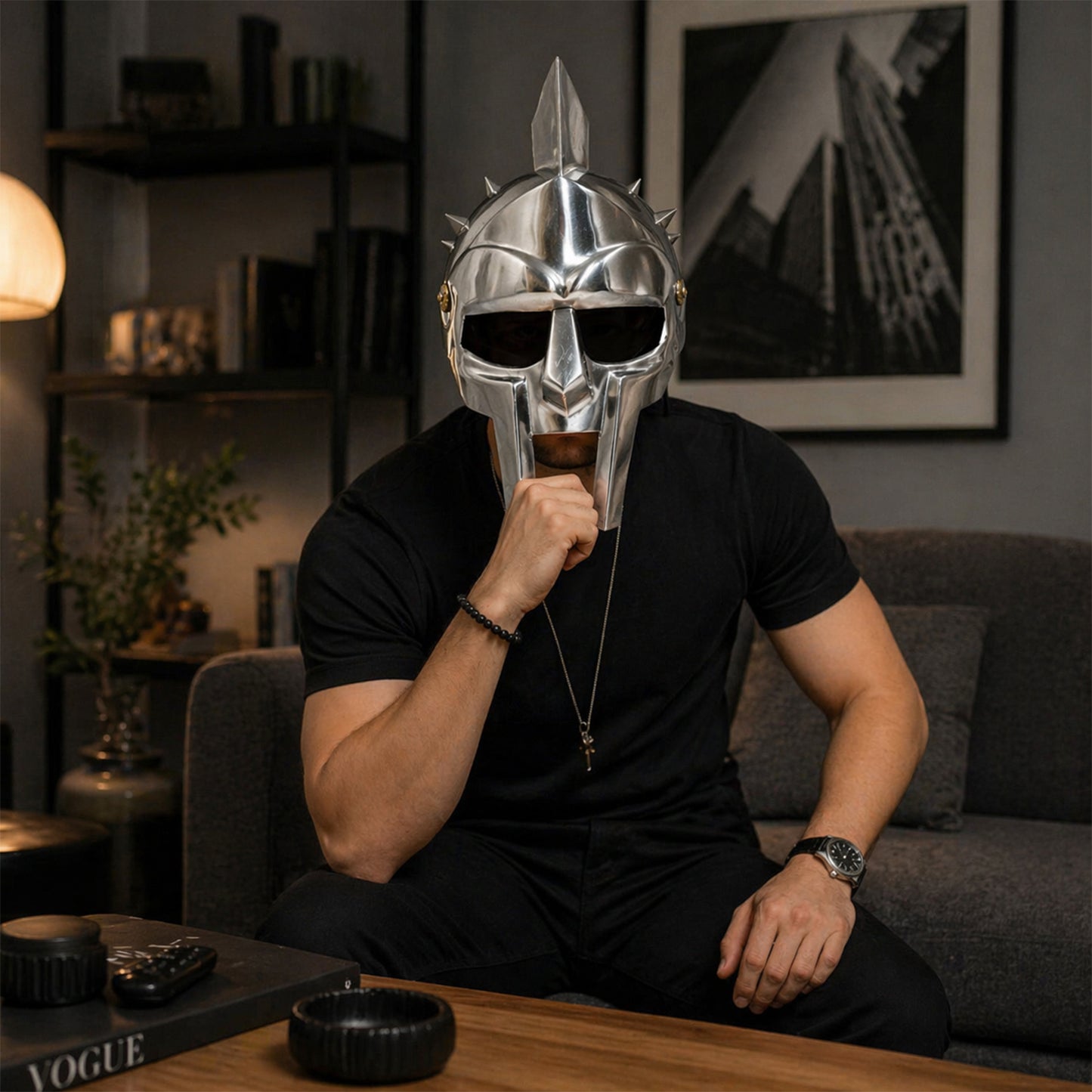 Handcrafted Gladiator Helmet with Face Guard – Maximus Steel Armor for Cosplay, LARP, Halloween & Display (HT-A007)