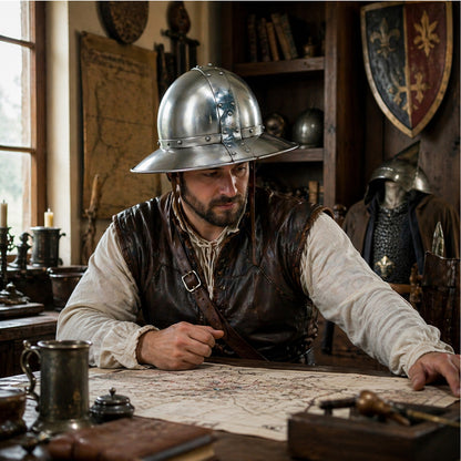 Medieval Kettle Hat Helmet – Handcrafted Steel Armor with Adjustable Straps & Liner for Cosplay, LARP & Reenactment ( HT-A018)