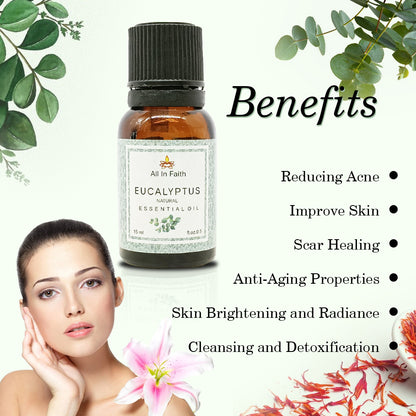 Vintageware® Eucalyptus Essential Oil – 100% Pure Therapeutic Grade | For Aromatherapy, Skin, Hair, Massage, Steam, Diffuser | 15ml