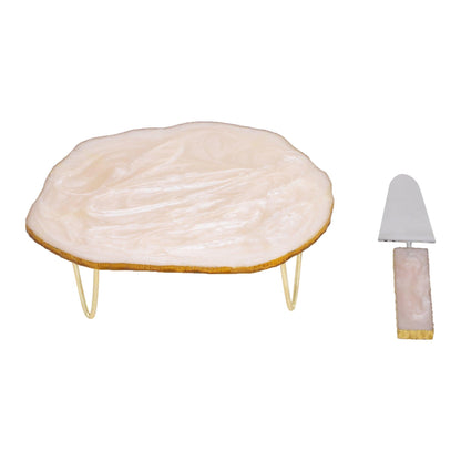 Resin Cake Stand With Server (Beige) - Vintageware