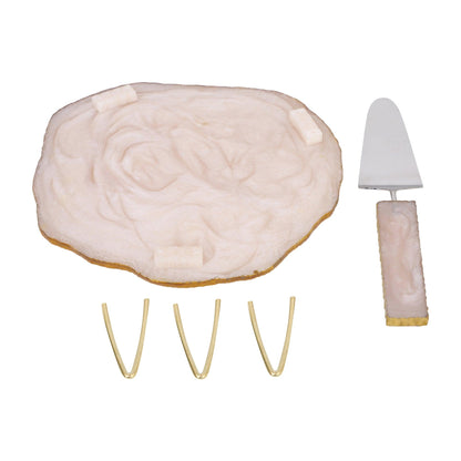 Resin Cake Stand With Server (Beige) - Vintageware