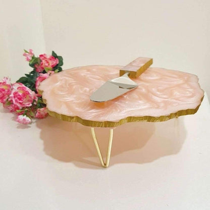 Resin Cake Stand With Server (Beige) - Vintageware