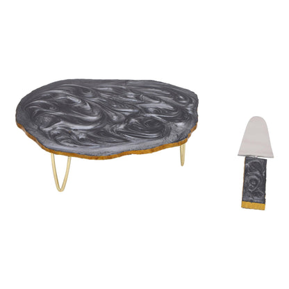 Resin Cake Stand With Server (Black) - Vintageware
