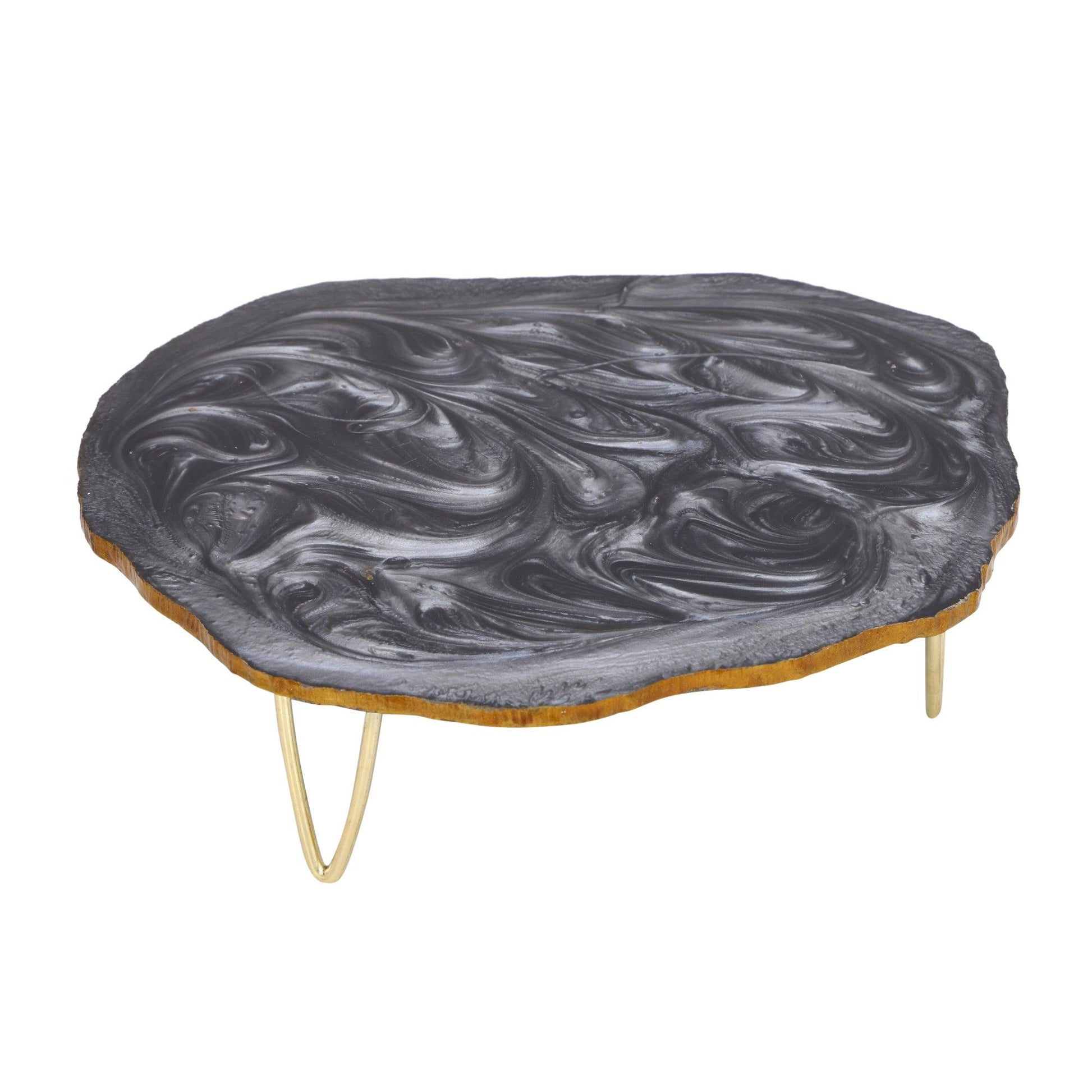 Resin Cake Stand With Server (Black) - Vintageware