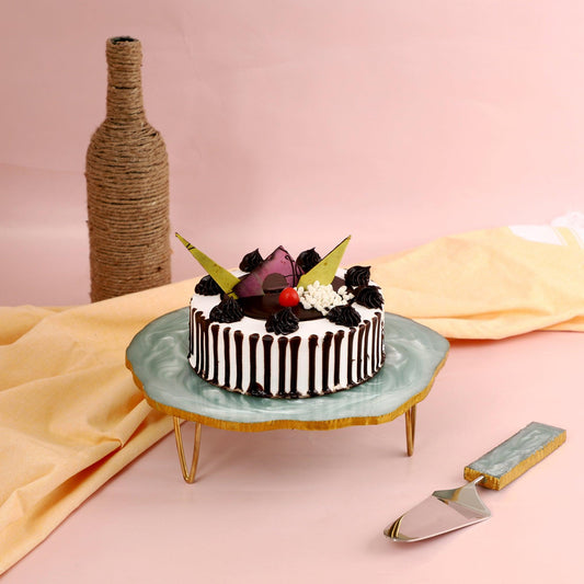 Resin Cake Stand With Server (Blue) - Vintageware