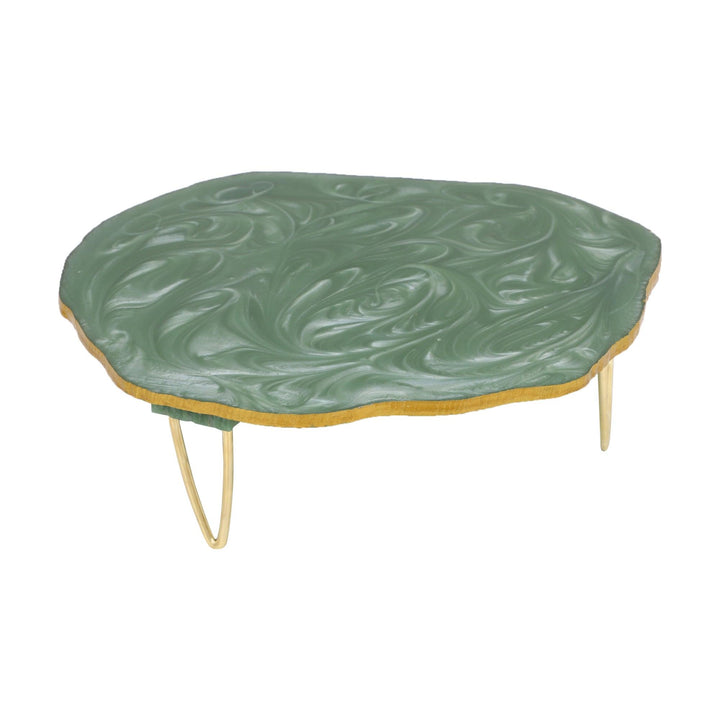 Resin Cake Stand With Server (Green) - Vintageware