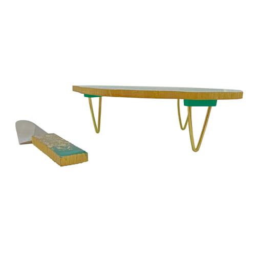 Resin Cake Stand With Server (Green & Glitter) - Vintageware