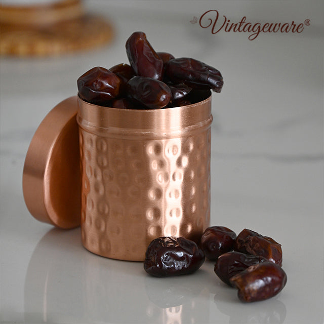 Handmade copper container for kitchen use