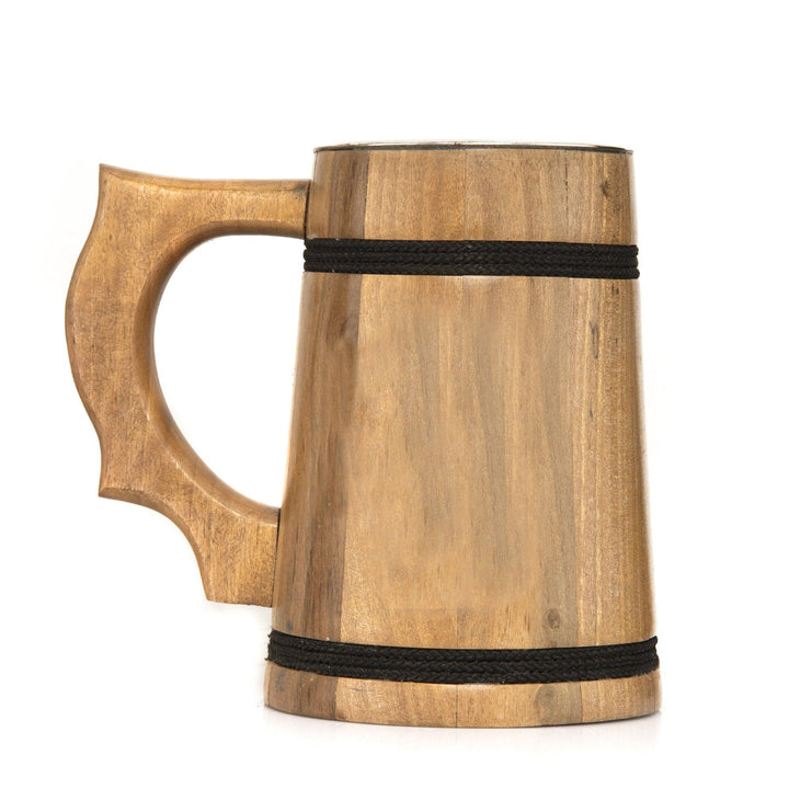 Handcrafted Wooden Drinking Mugs (Natural Brown, 500 ML) - Vintageware