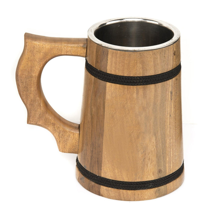 Handcrafted Wooden Drinking Mugs (Natural Brown, 500 ML) - Vintageware