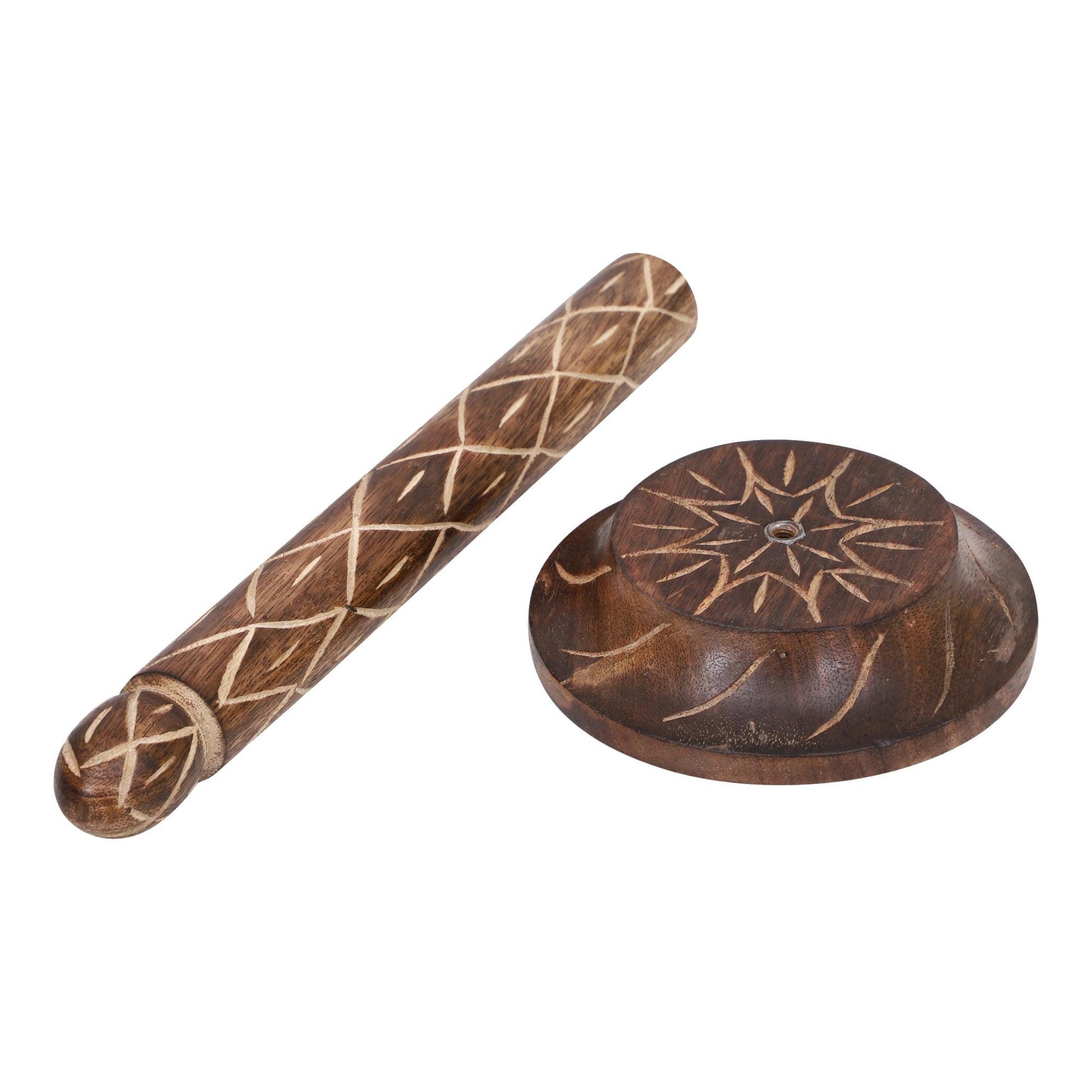 Wooden Kitchen Tissue Paper Roll Holder Stand (Tribal Strip) - Vintageware