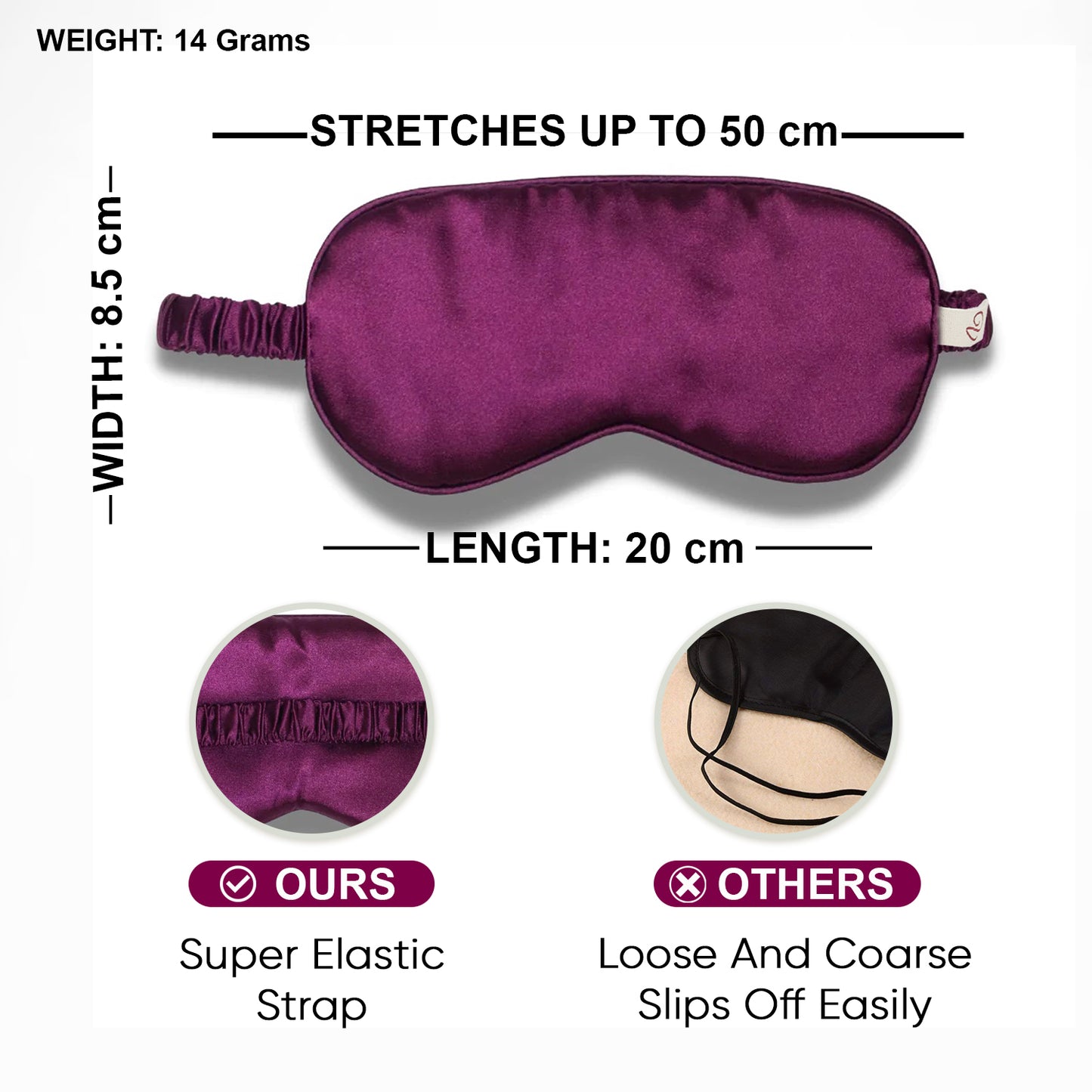 Sleeping Eye Mask Soft & Adjustable (Purple) - Vintageware