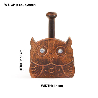 Wooden Tissue Roll Holder Owl Designed (Gem Top) - Vintageware