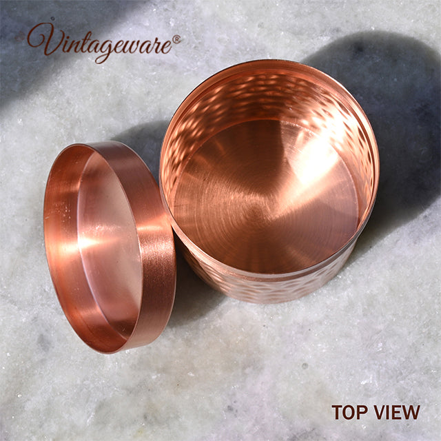 Ayurvedic copper storage jar with lid