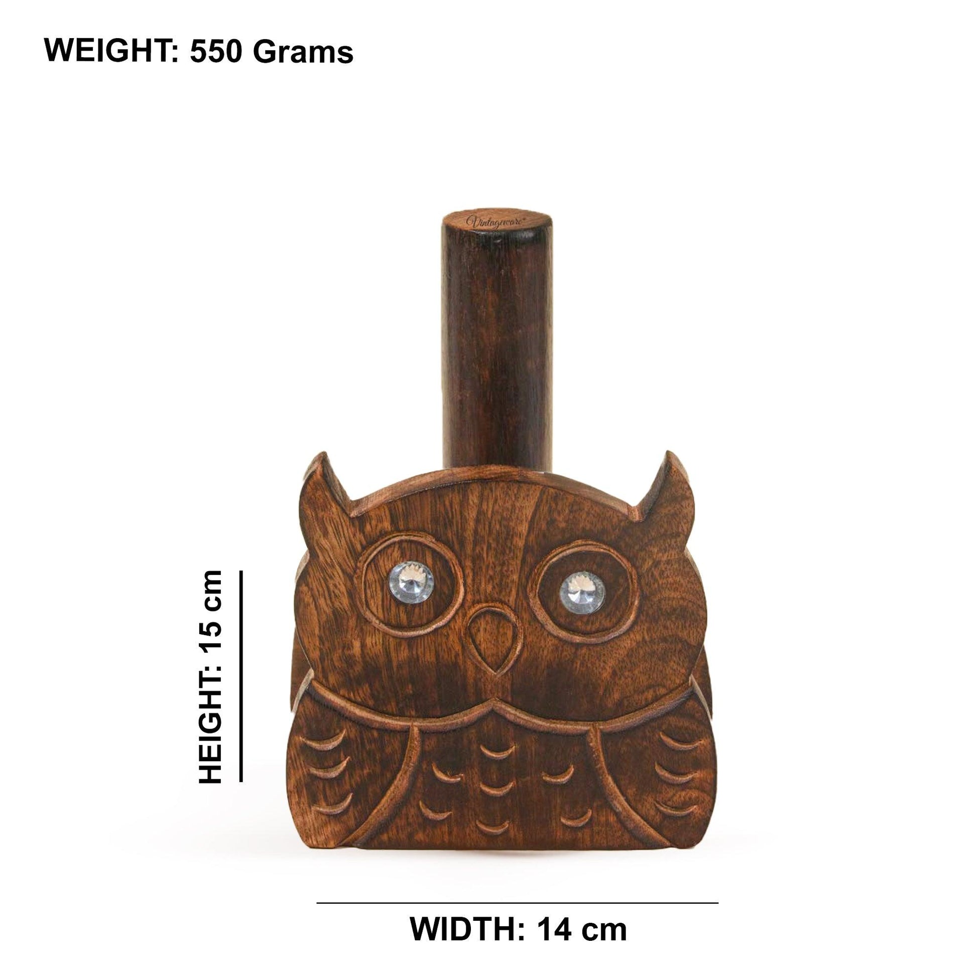 Wooden Tissue Roll Holder Owl Designed (Flat Top) - Vintageware