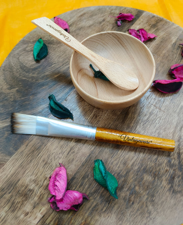 Buy Vintageware® Wooden Bowl and Spoon for Face Mask – Eco-Friendly & Reusable