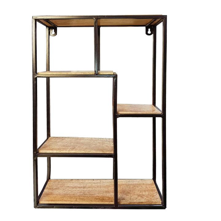 Metal & Wooden Wall Shelf (Rectangular) - Vintageware