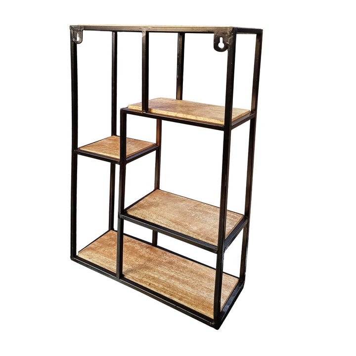 Metal & Wooden Wall Shelf (Rectangular) - Vintageware