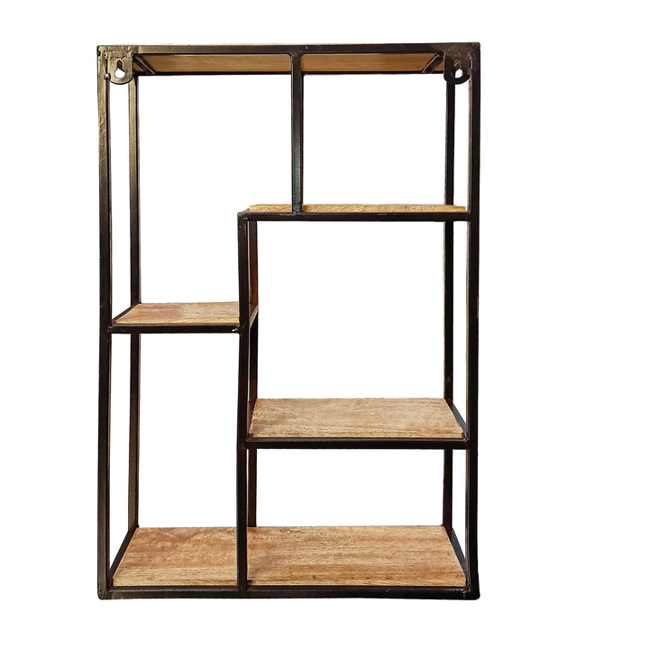 Metal & Wooden Wall Shelf (Rectangular) - Vintageware