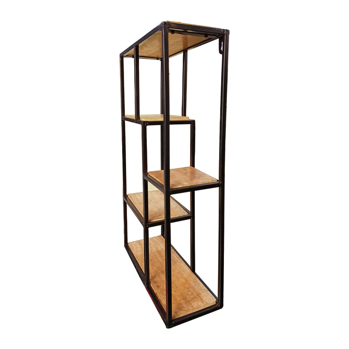 Metal & Wooden Wall Shelf (Rectangular) - Vintageware