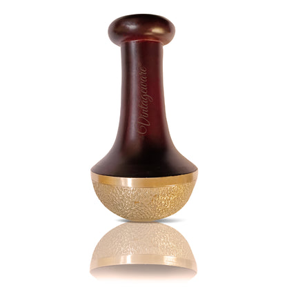 Kansa Scrub Vatki With Wooden Handle (Dark Brown) - Vintageware
